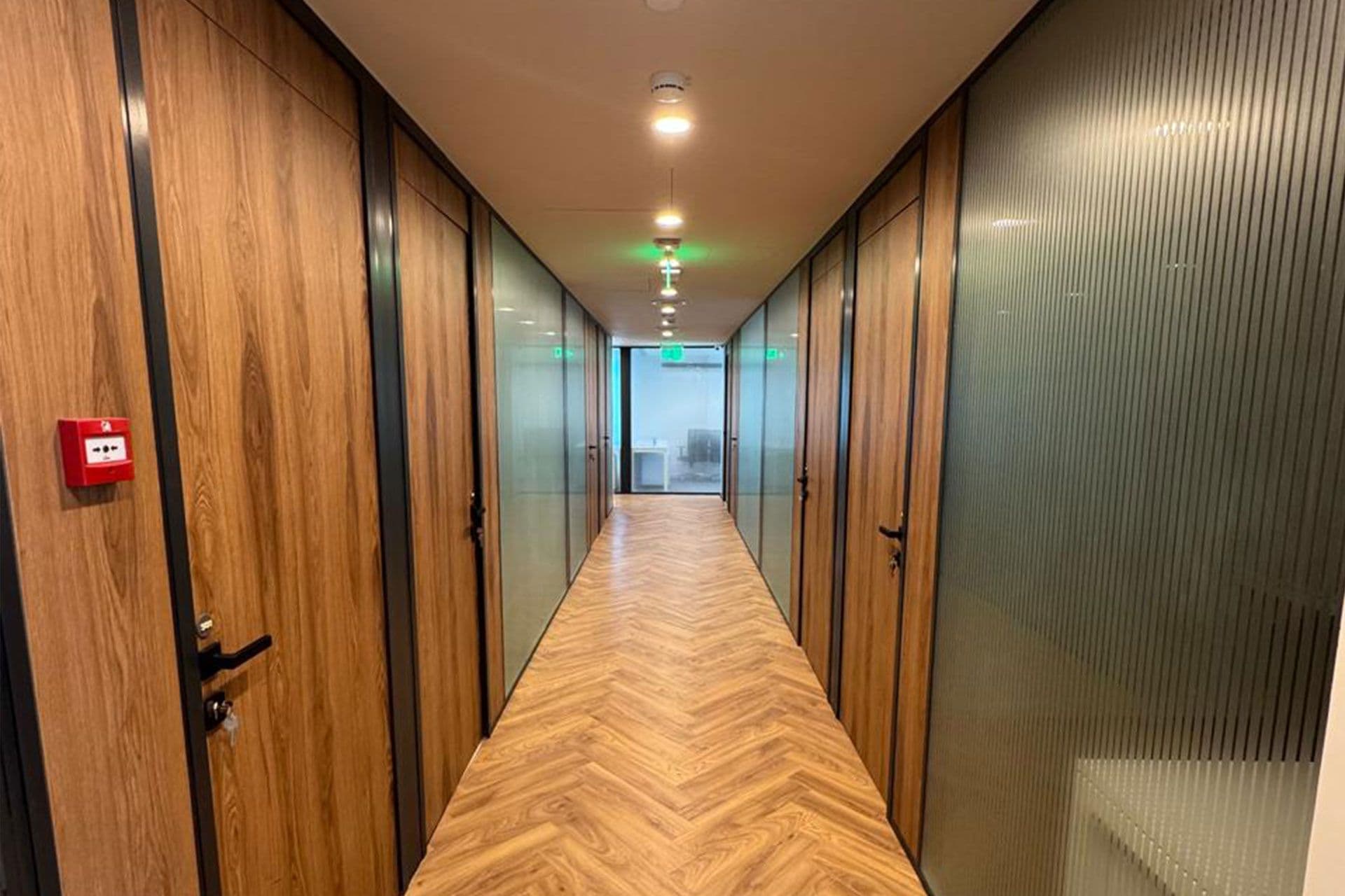 Glass Partitions with Wooden Doors